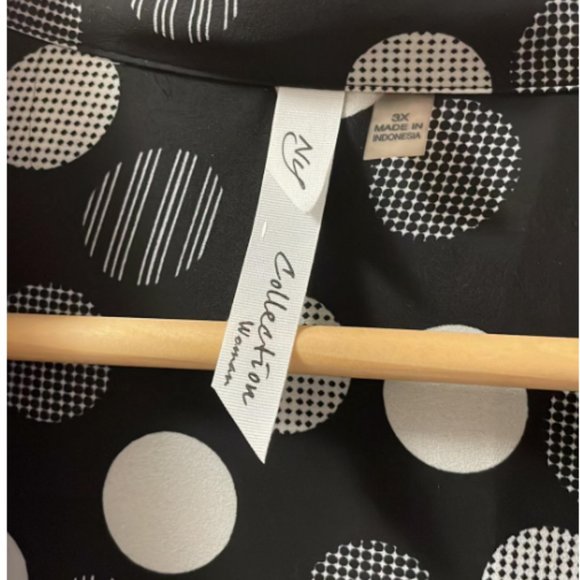 Collection by Michael Strahan Polka Dot Button-Up Blouse, women Size XXL - Picture 2 of 6